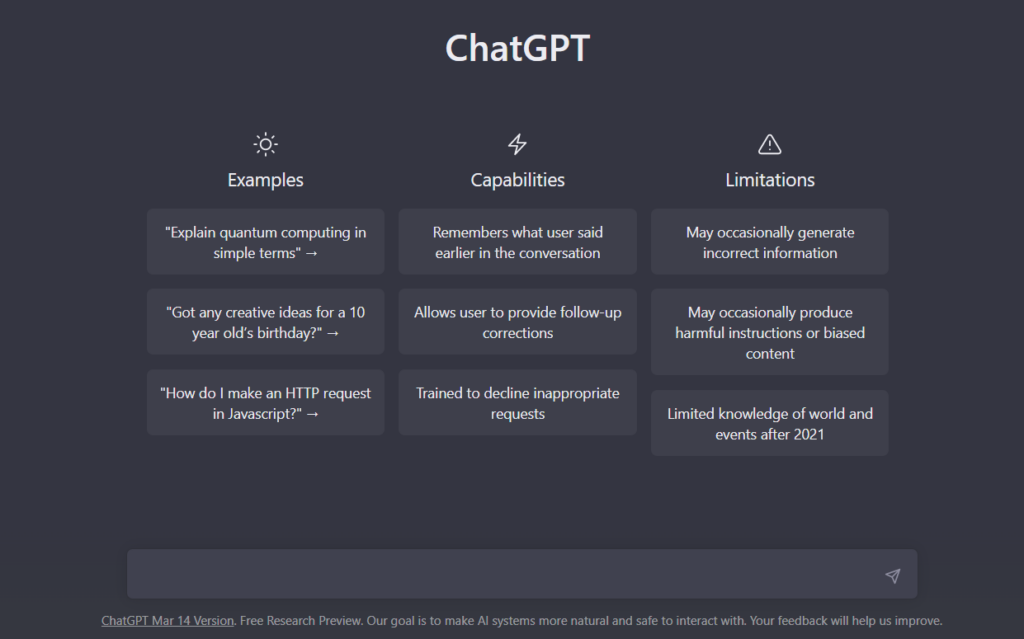 Chat GPT screen shot