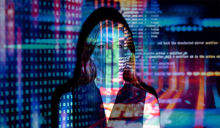 a woman is immersed in technology, knowing ai is everywhere