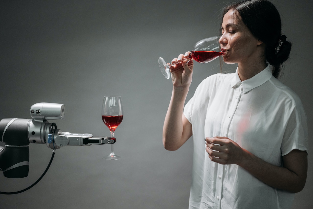 Robot serves a glass of wine